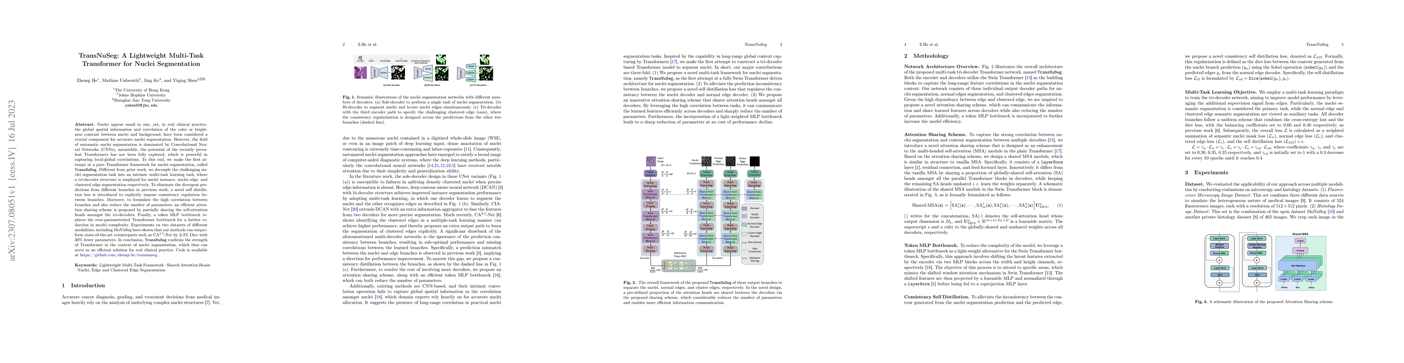 Thumbnail for TransNuSeg: A Lightweight Multi-Task Transformer for Nuclei Segmentation