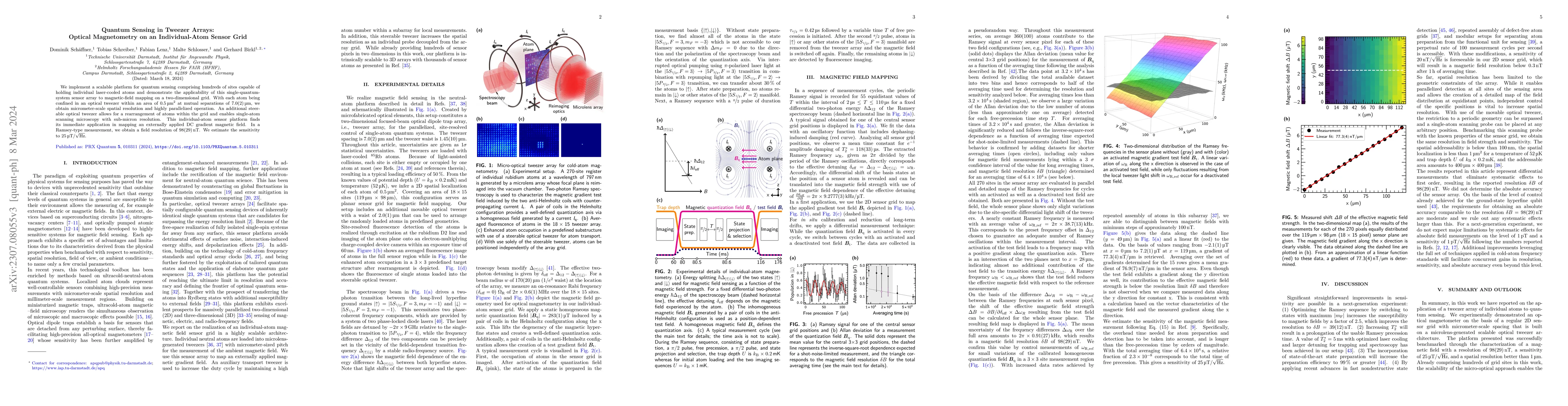 Thumbnail for Quantum Sensing in Tweezer Arrays: Optical Magnetometry on an
  Individual-Atom Sensor Grid