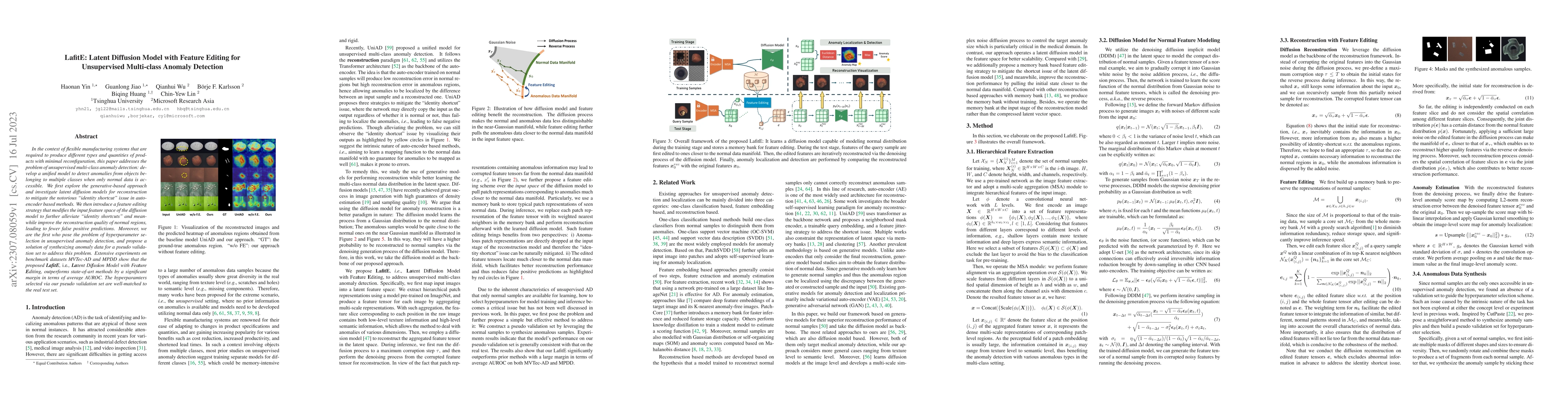 Thumbnail for LafitE: Latent Diffusion Model with Feature Editing for Unsupervised
  Multi-class Anomaly Detection