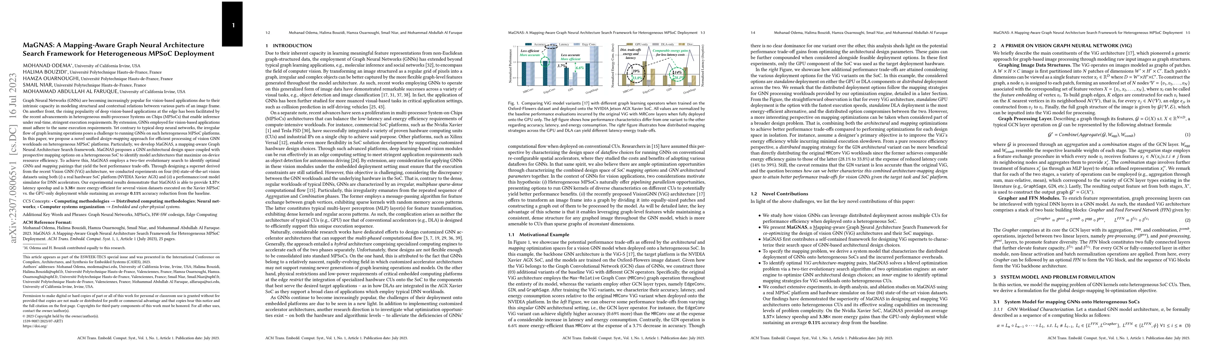Thumbnail for MaGNAS: A Mapping-Aware Graph Neural Architecture Search Framework for
  Heterogeneous MPSoC Deployment