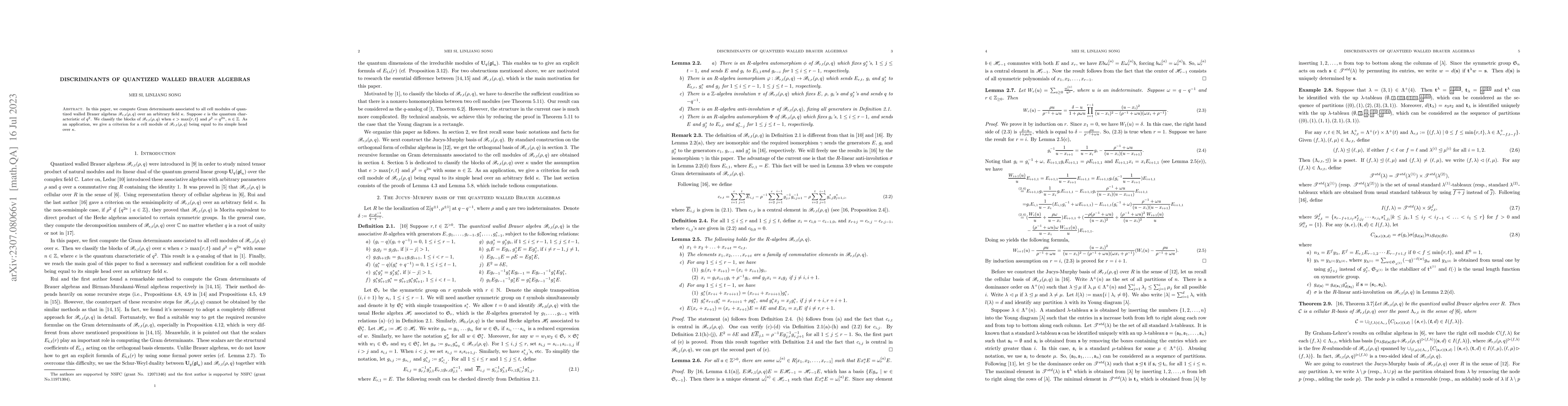 Thumbnail for Discriminants of quantized walled Brauer algebras