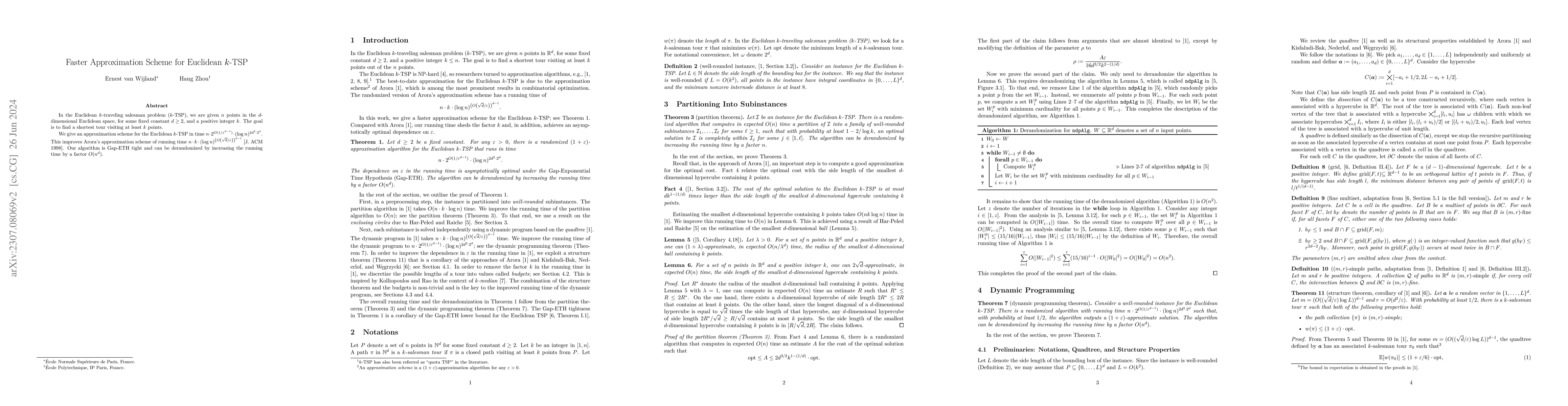 Thumbnail for Faster Approximation Scheme for Euclidean $k$-TSP