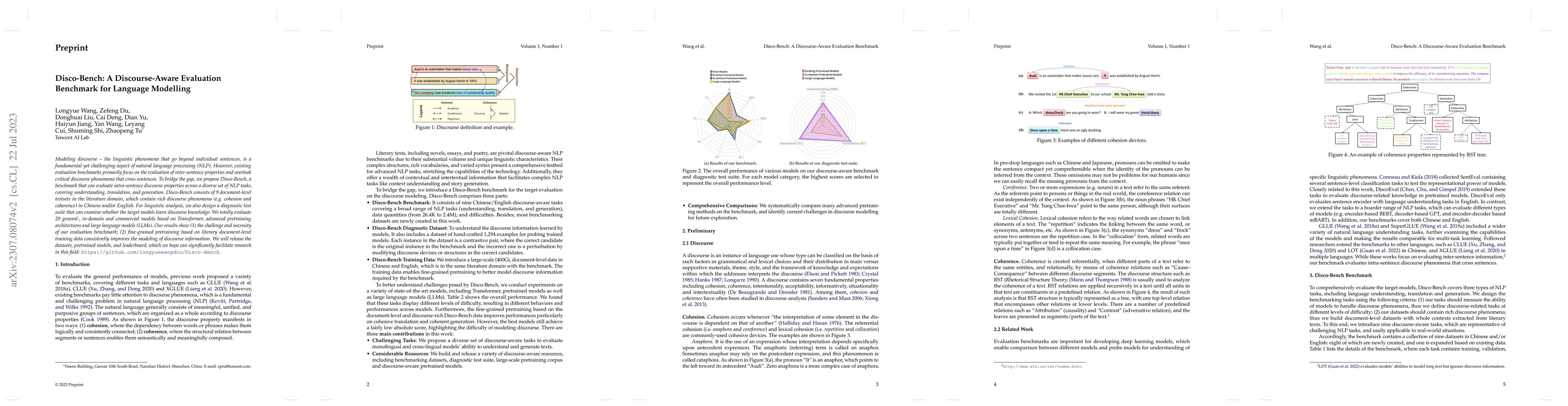 Thumbnail for Disco-Bench: A Discourse-Aware Evaluation Benchmark for Language
  Modelling