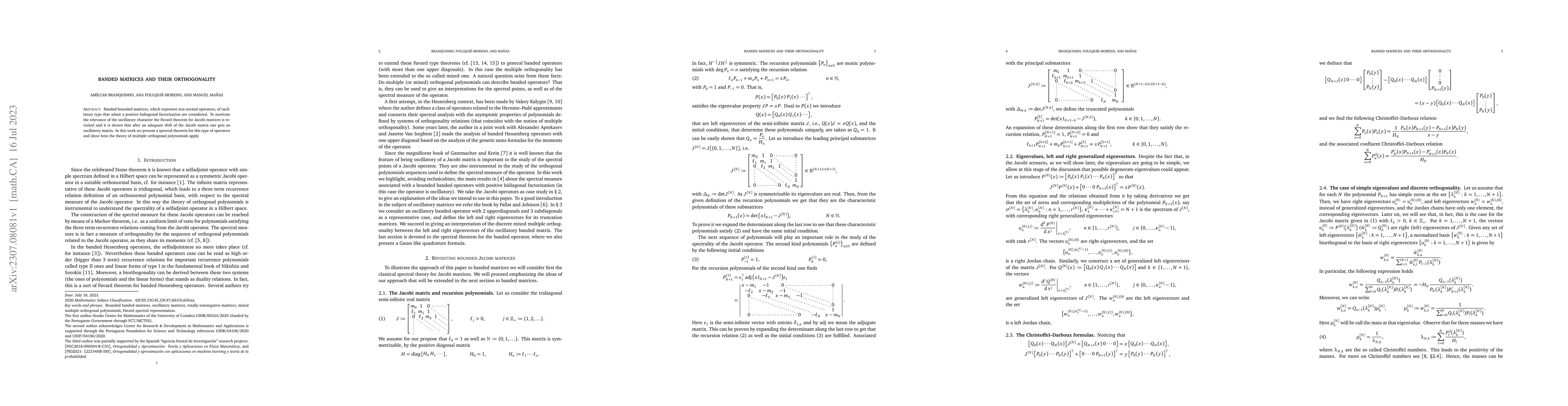 Thumbnail for Banded matrices and their orthogonality