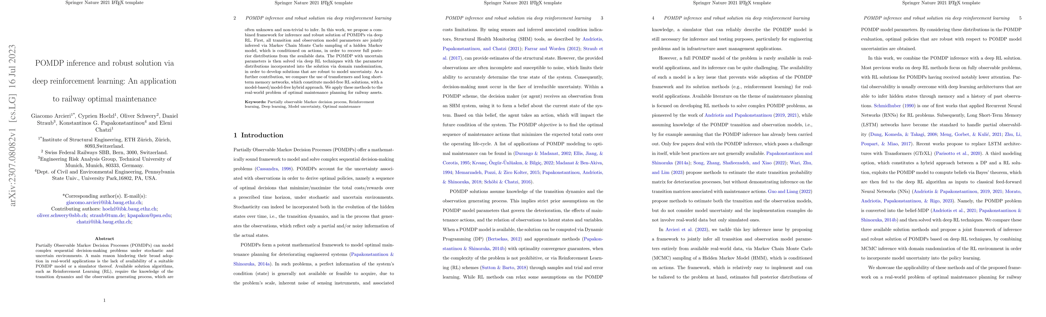 Thumbnail for POMDP inference and robust solution via deep reinforcement learning: An
  application to railway optimal maintenance