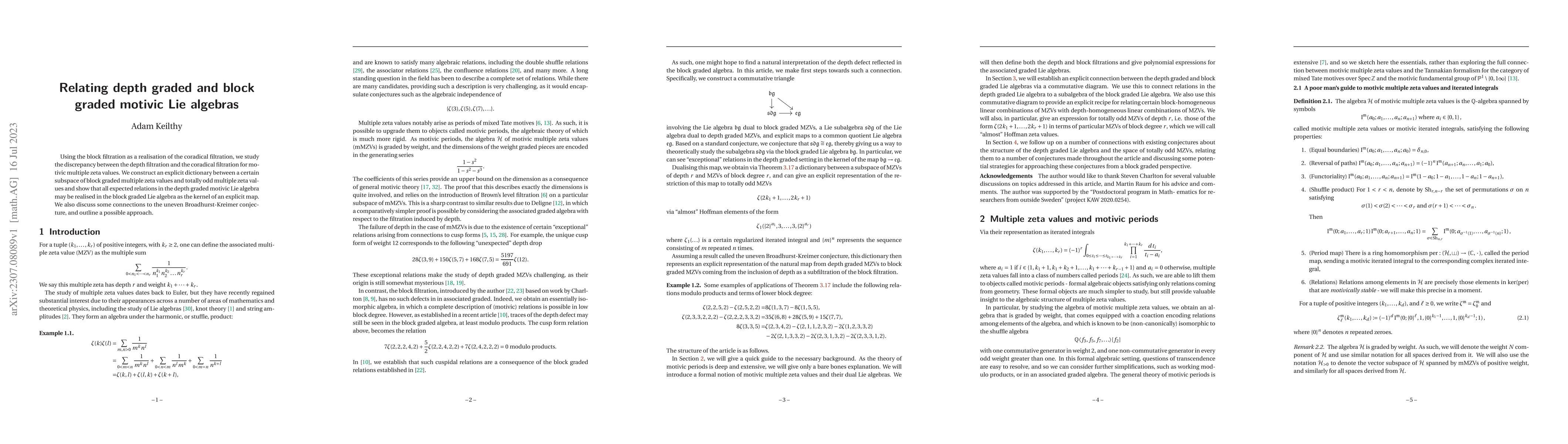 Thumbnail for Relating depth graded and block graded motivic Lie algebras