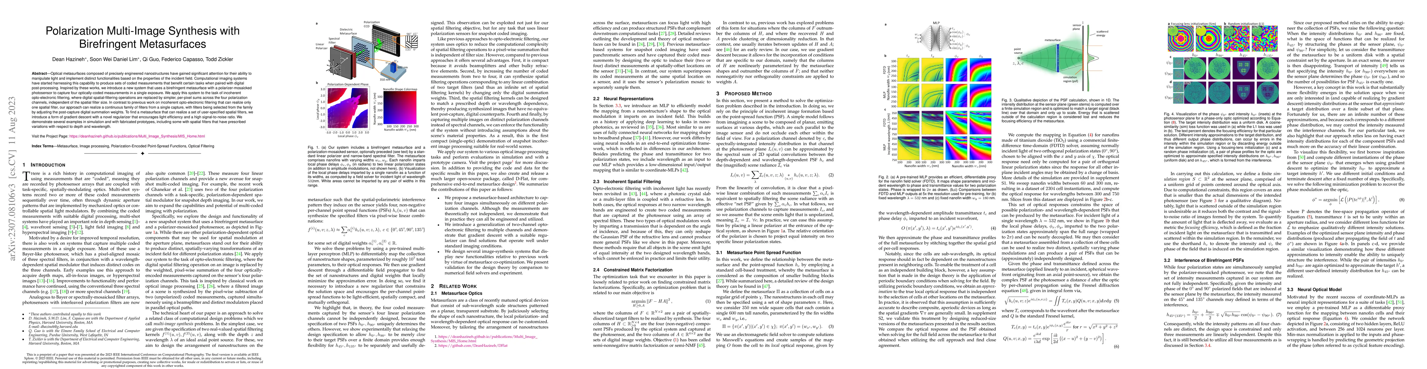Thumbnail for Polarization Multi-Image Synthesis with Birefringent Metasurfaces