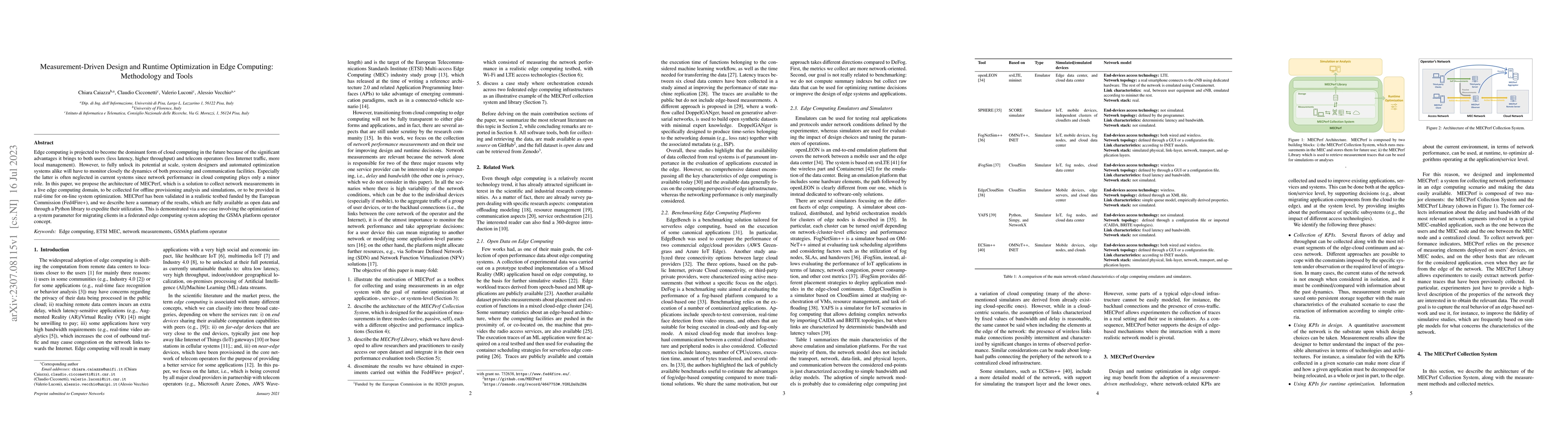 Thumbnail for Measurement-Driven Design and Runtime Optimization in Edge Computing:
  Methodology and Tools