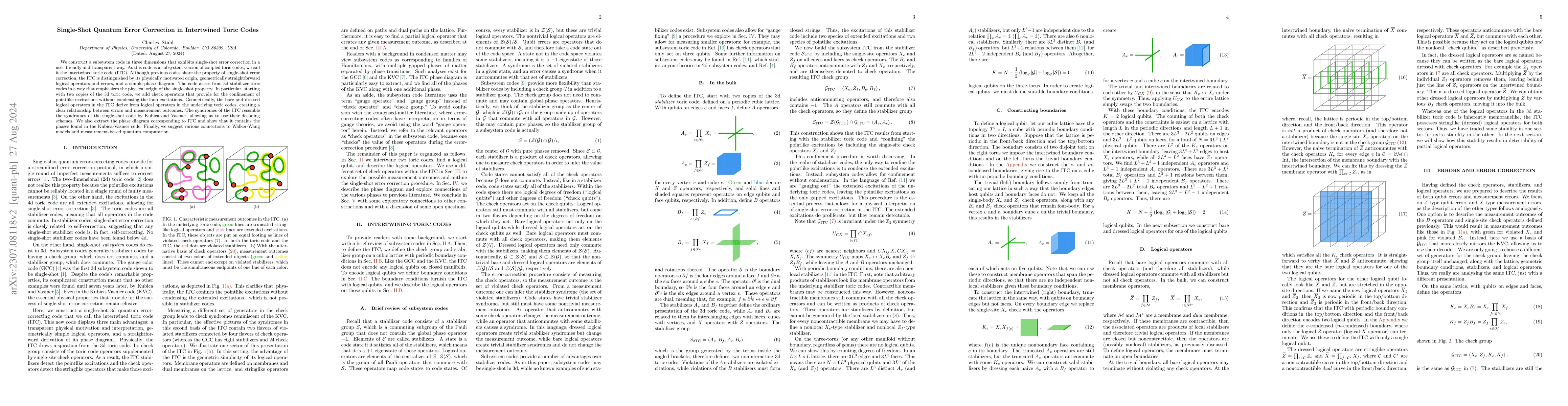 Thumbnail for Single-Shot Quantum Error Correction in Intertwined Toric Codes