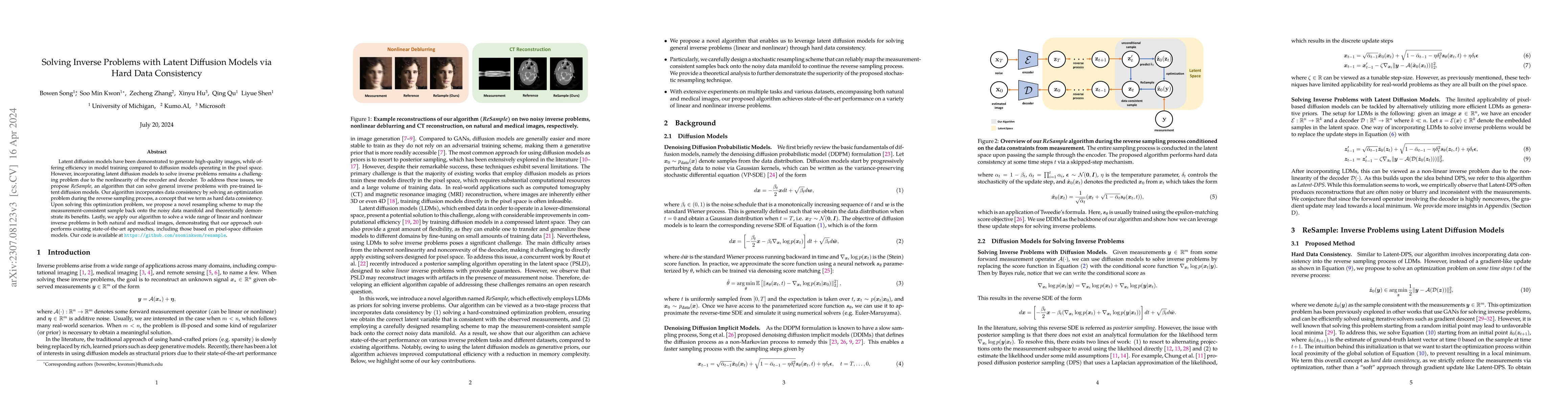 Thumbnail for Solving Inverse Problems with Latent Diffusion Models via Hard Data
  Consistency