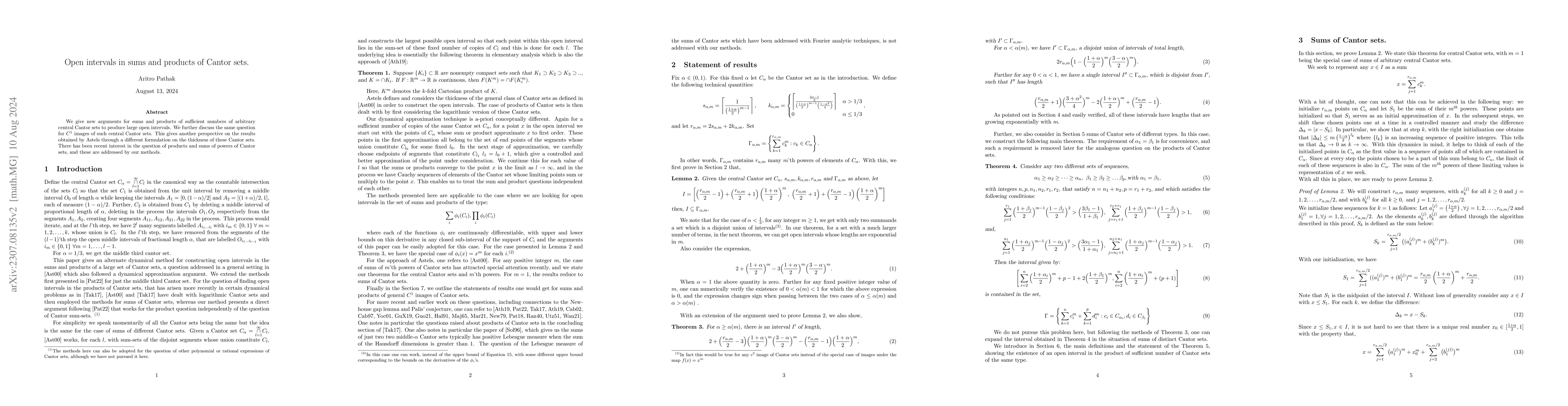 Thumbnail for Open intervals in sums and products of Cantor sets