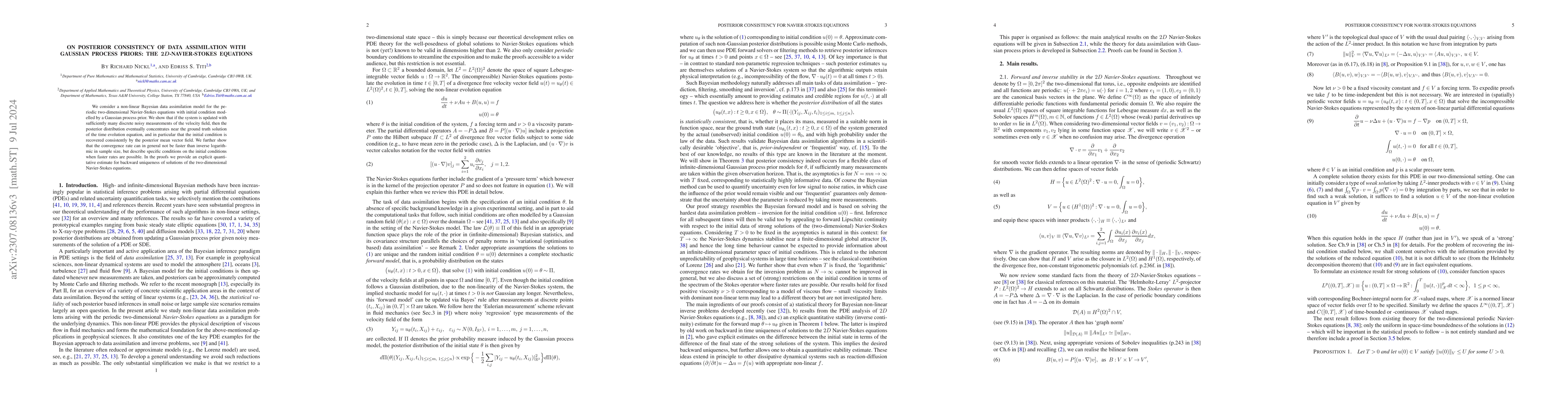 Thumbnail for On posterior consistency of data assimilation with Gaussian process
  priors: the 2D Navier-Stokes equations