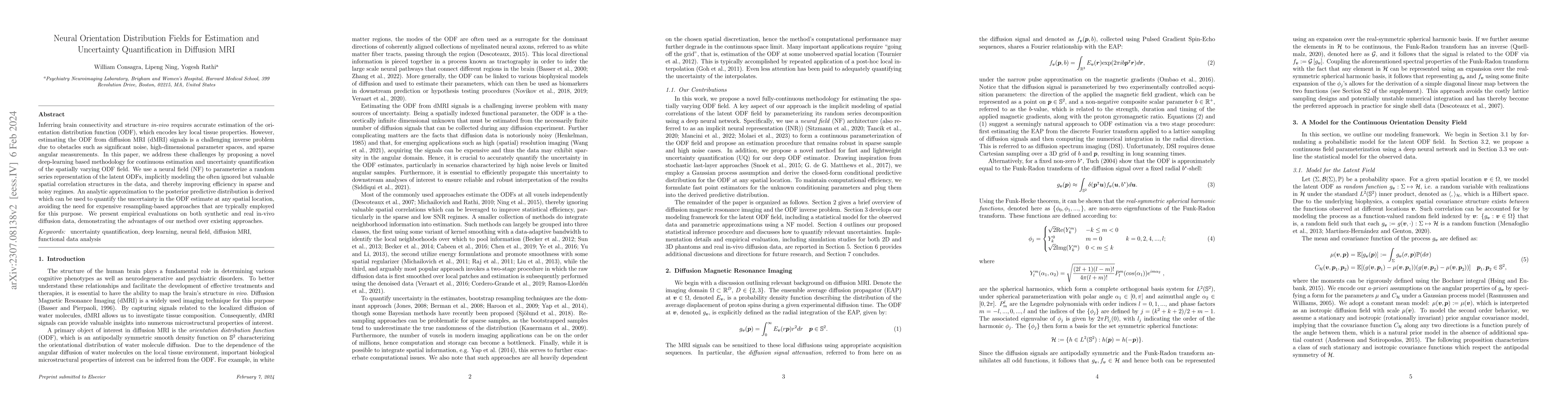 Thumbnail for Neural Orientation Distribution Fields for Estimation and Uncertainty
  Quantification in Diffusion MRI