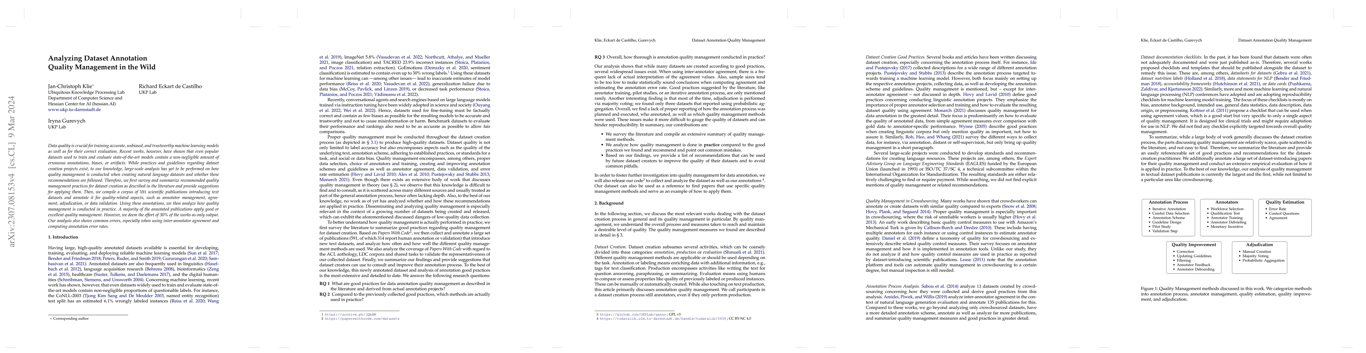 Thumbnail for Analyzing Dataset Annotation Quality Management in the Wild
