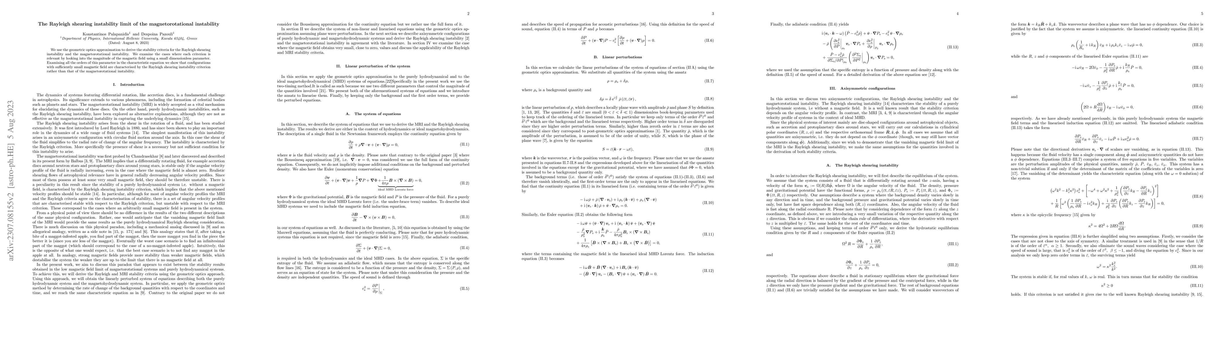 Thumbnail for The Rayleigh shearing instability limit of the magnetorotational
  instability