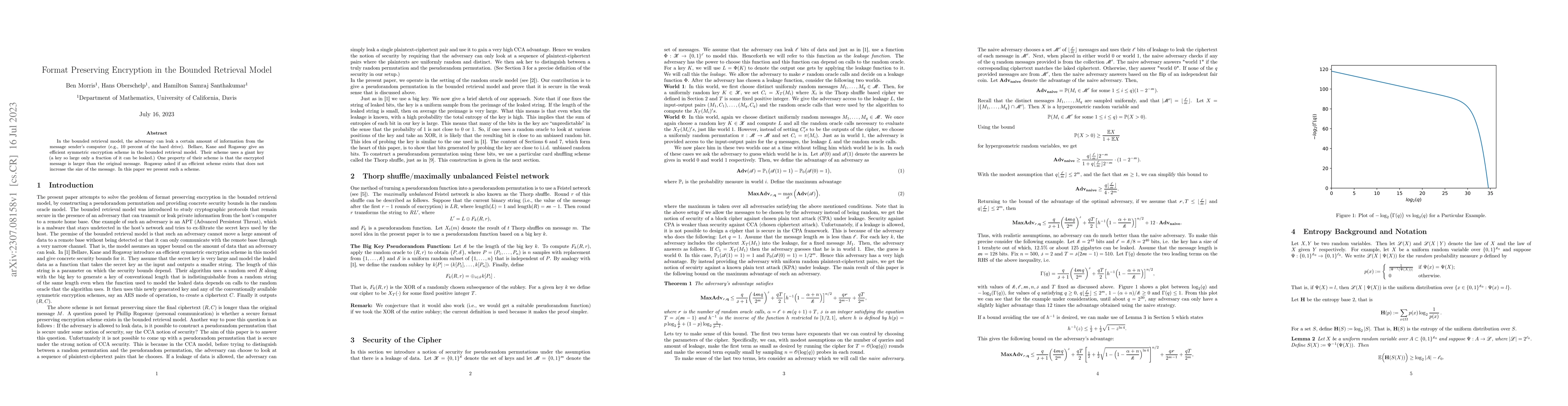 Thumbnail for Format Preserving Encryption in the Bounded Retrieval Model