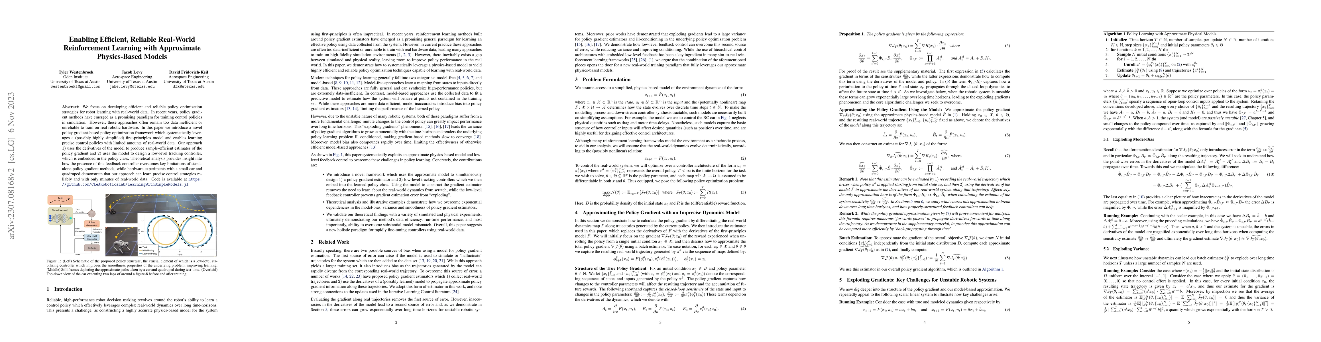 Thumbnail for Enabling Efficient, Reliable Real-World Reinforcement Learning with
  Approximate Physics-Based Models
