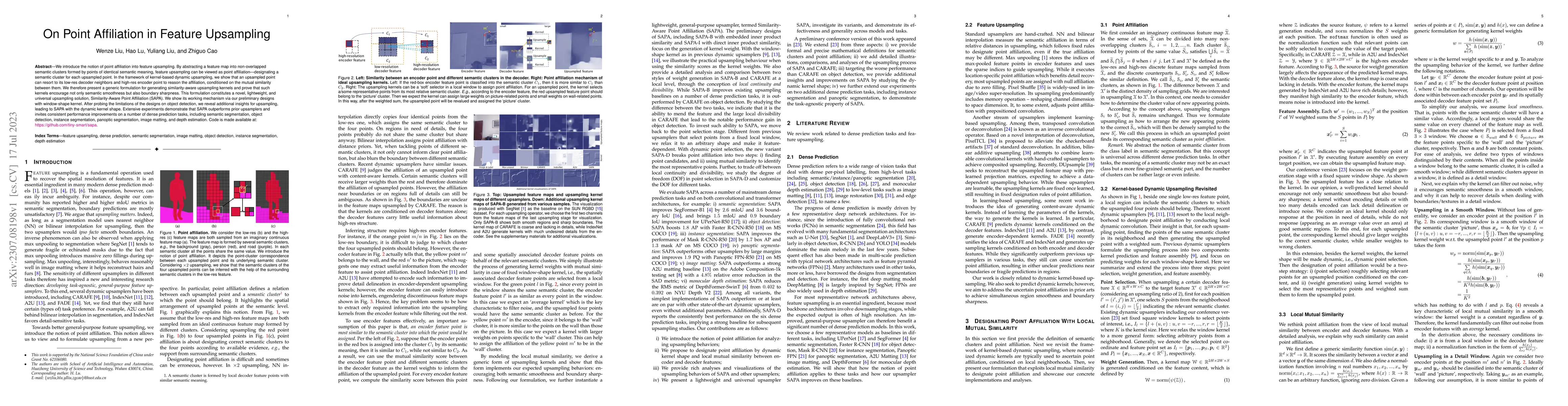 Thumbnail for On Point Affiliation in Feature Upsampling