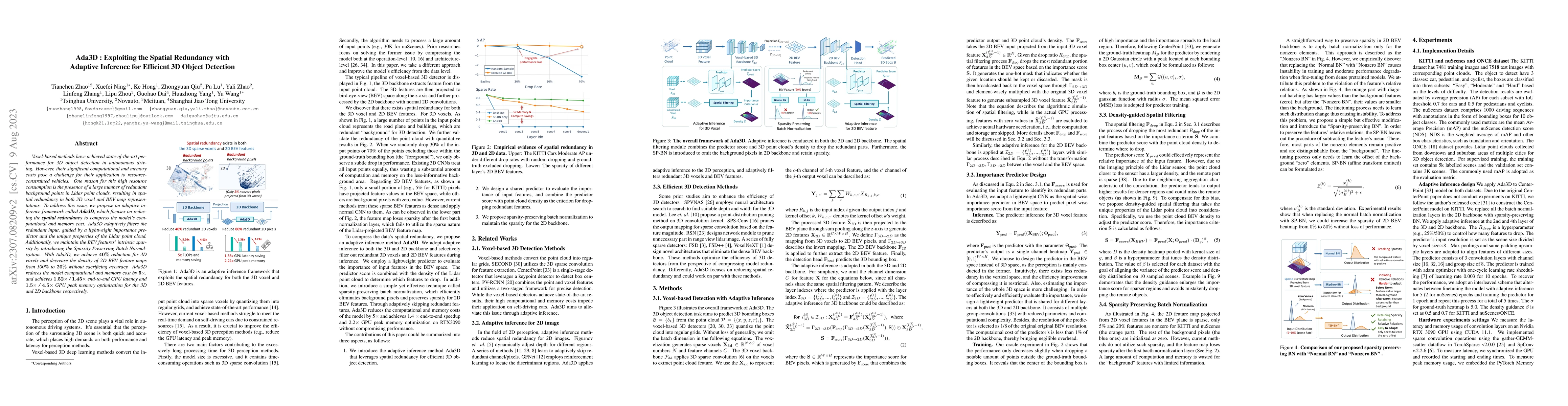 Thumbnail for Ada3D : Exploiting the Spatial Redundancy with Adaptive Inference for
  Efficient 3D Object Detection
