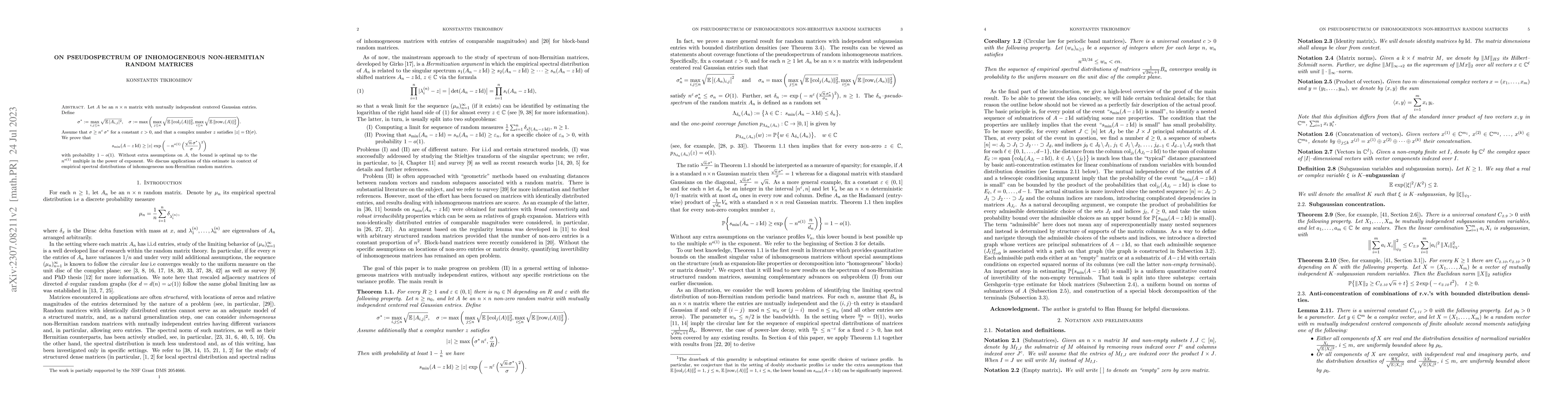 Thumbnail for On pseudospectrum of inhomogeneous non-Hermitian random matrices