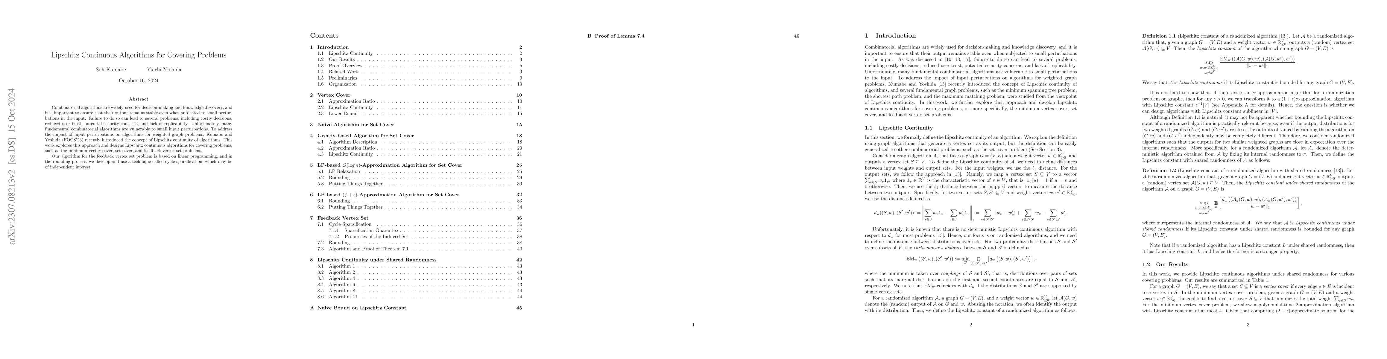 Thumbnail for Lipschitz Continuous Algorithms for Covering Problems