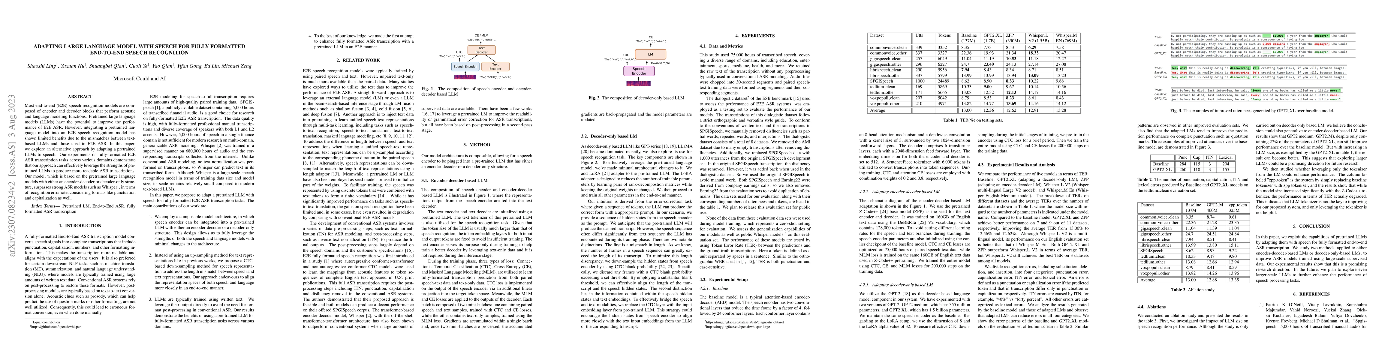 Thumbnail for Adapting Large Language Model with Speech for Fully Formatted End-to-End
  Speech Recognition