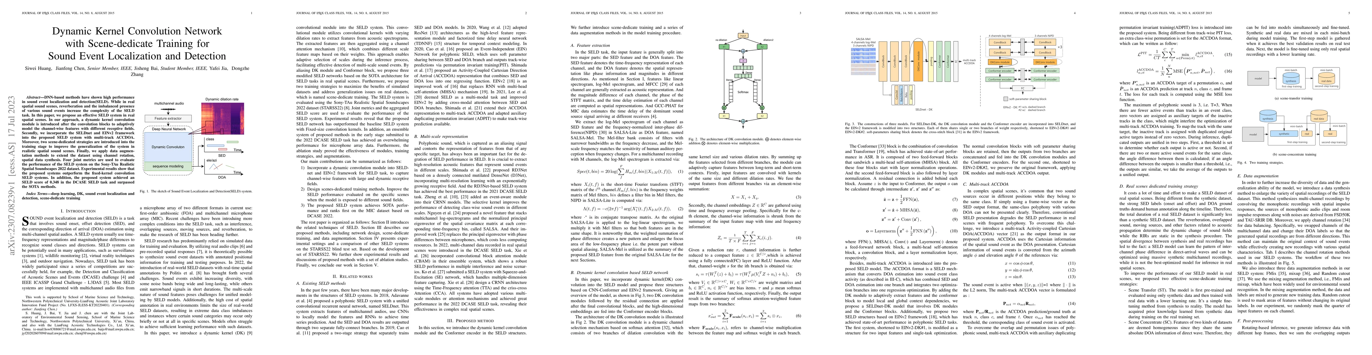 Thumbnail for Dynamic Kernel Convolution Network with Scene-dedicate Training for
  Sound Event Localization and Detection