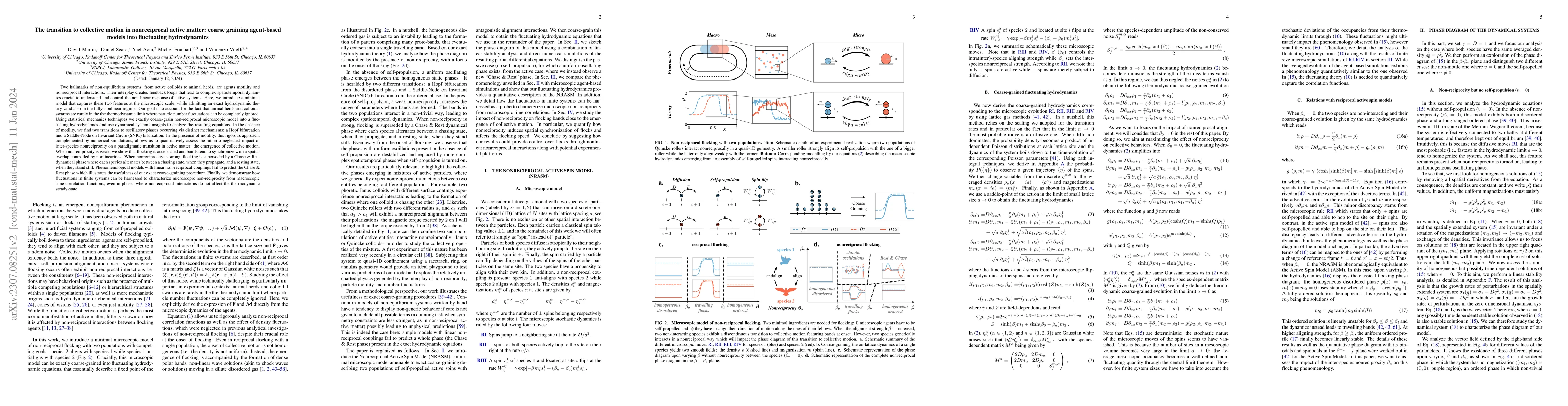 Thumbnail for The transition to collective motion in nonreciprocal active matter:
  coarse graining agent-based models into fluctuating hydrodynamics