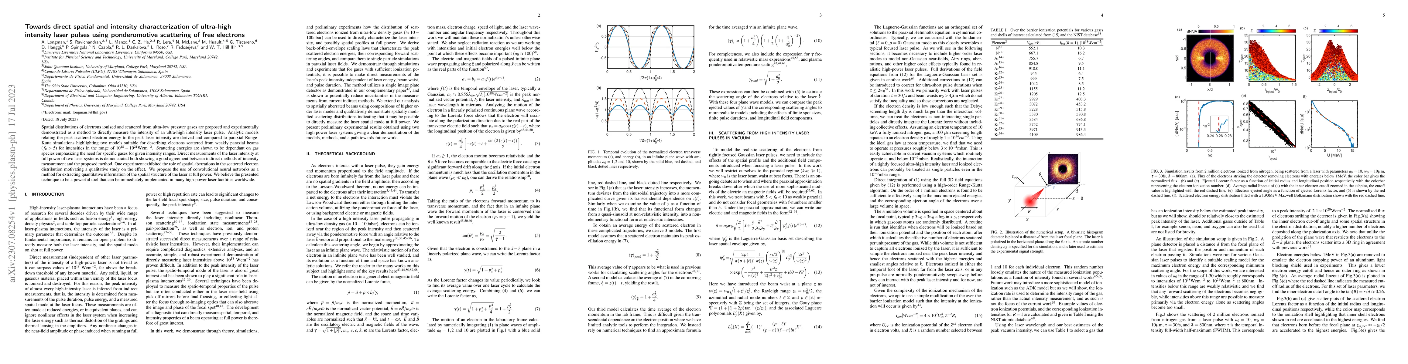 Thumbnail for Towards direct spatial and intensity characterization of ultra-high
  intensity laser pulses using ponderomotive scattering of free electrons