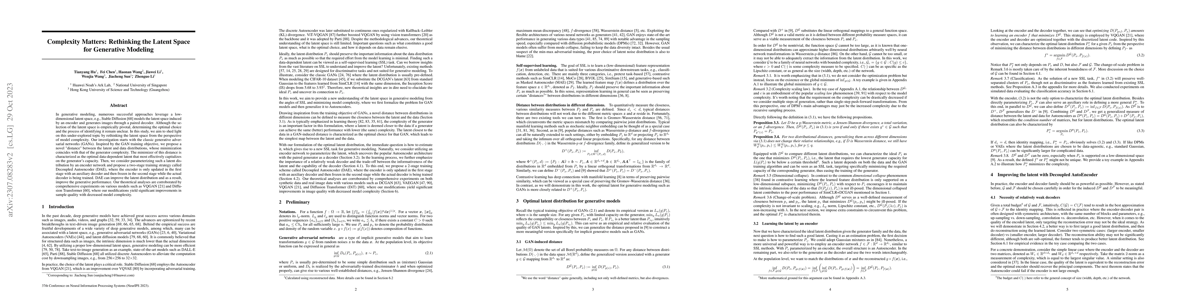 Thumbnail for Complexity Matters: Rethinking the Latent Space for Generative Modeling
