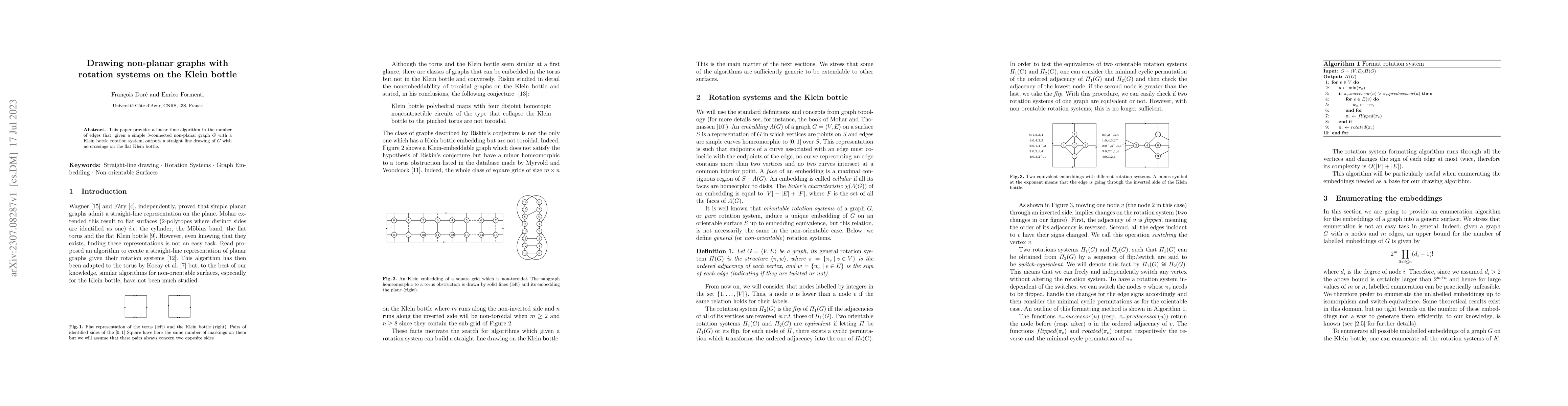 Thumbnail for Drawing non-planar graphs with rotation systems on the Klein bottle