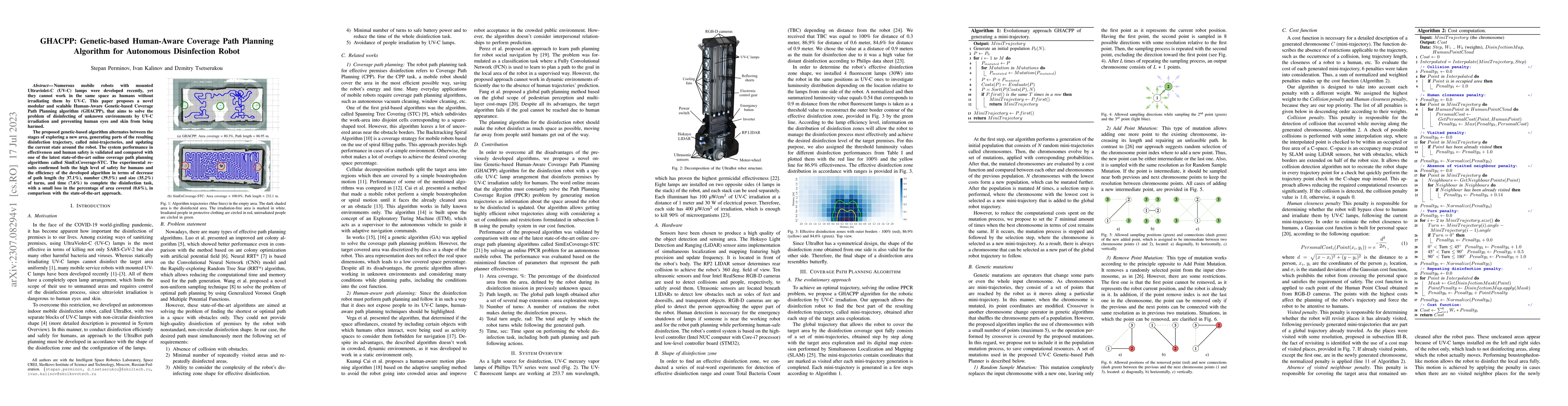 Thumbnail for GHACPP: Genetic-based Human-Aware Coverage Path Planning Algorithm for
  Autonomous Disinfection Robot