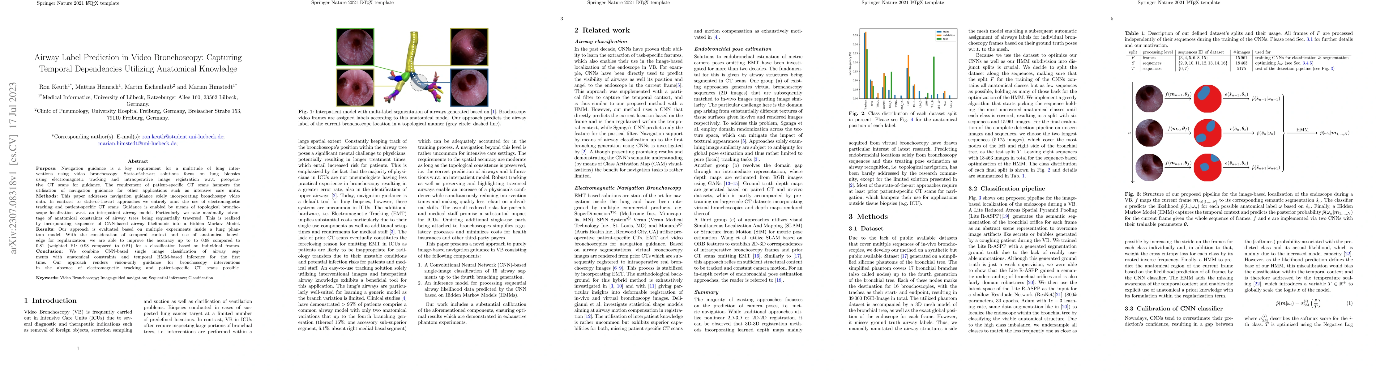 Thumbnail for Airway Label Prediction in Video Bronchoscopy: Capturing Temporal
  Dependencies Utilizing Anatomical Knowledge
