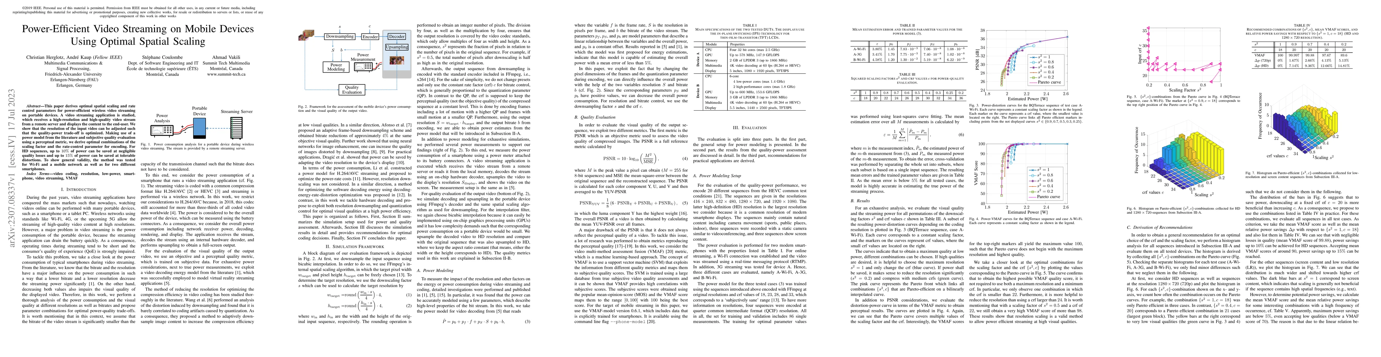 Thumbnail for Power-Efficient Video Streaming on Mobile Devices Using Optimal Spatial
  Scaling