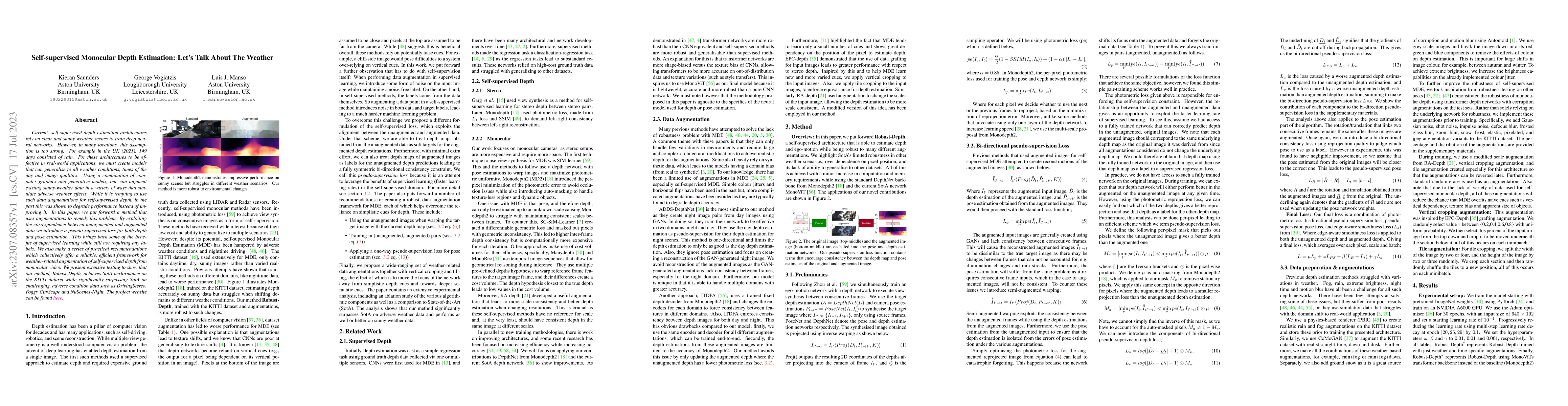 Thumbnail for Self-supervised Monocular Depth Estimation: Let's Talk About The Weather