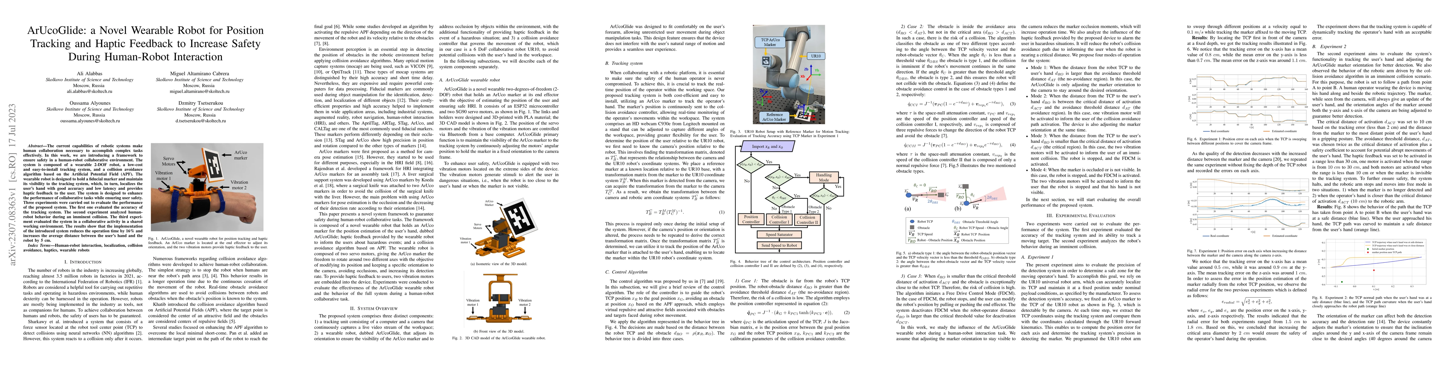 Thumbnail for ArUcoGlide: a Novel Wearable Robot for Position Tracking and Haptic
  Feedback to Increase Safety During Human-Robot Interaction
