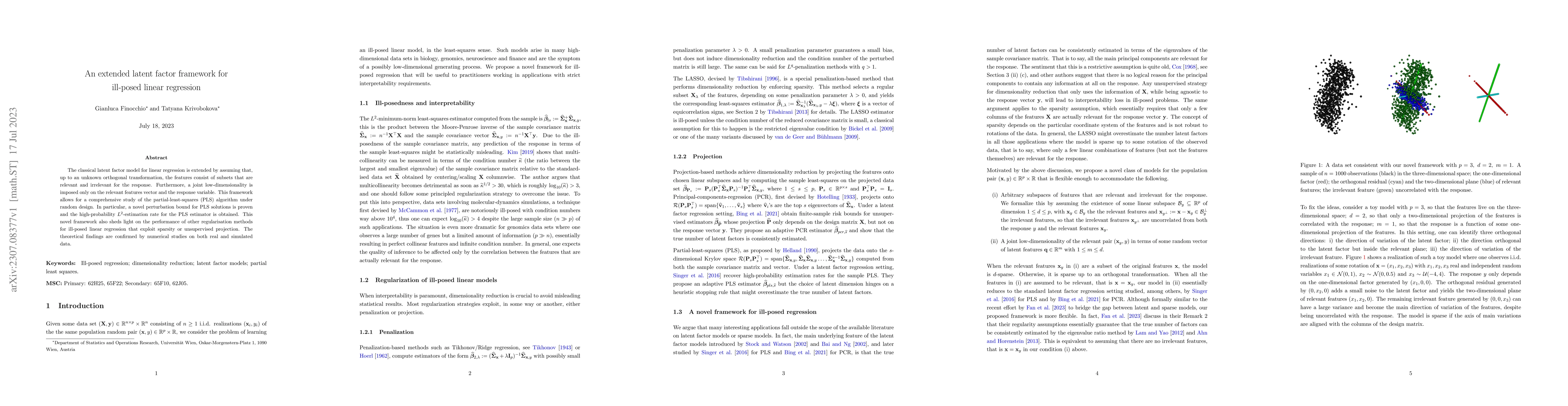 Thumbnail for An extended latent factor framework for ill-posed linear regression