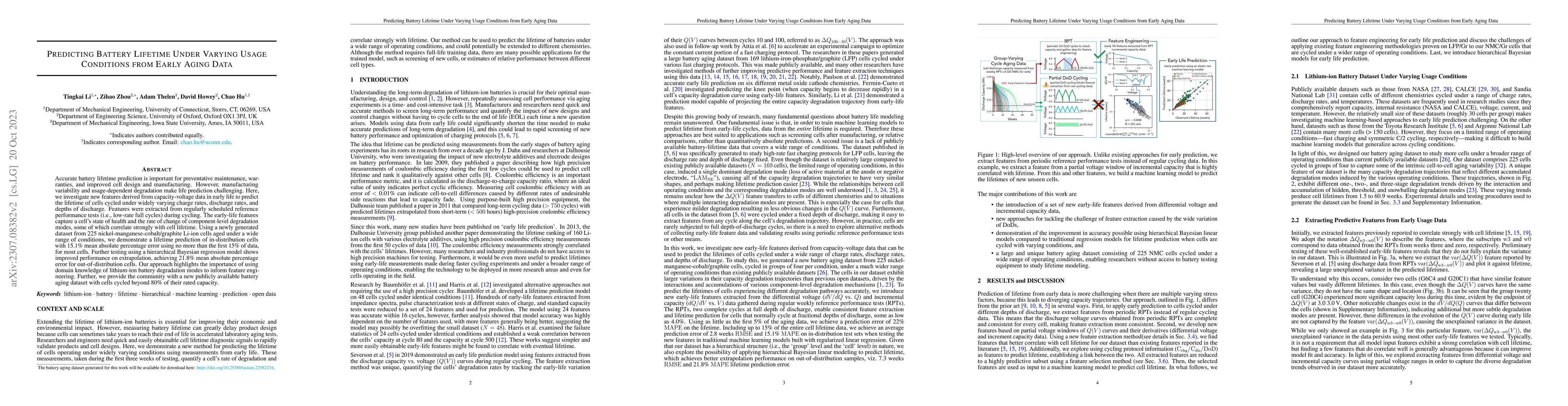 Thumbnail for Predicting Battery Lifetime Under Varying Usage Conditions from Early
  Aging Data
