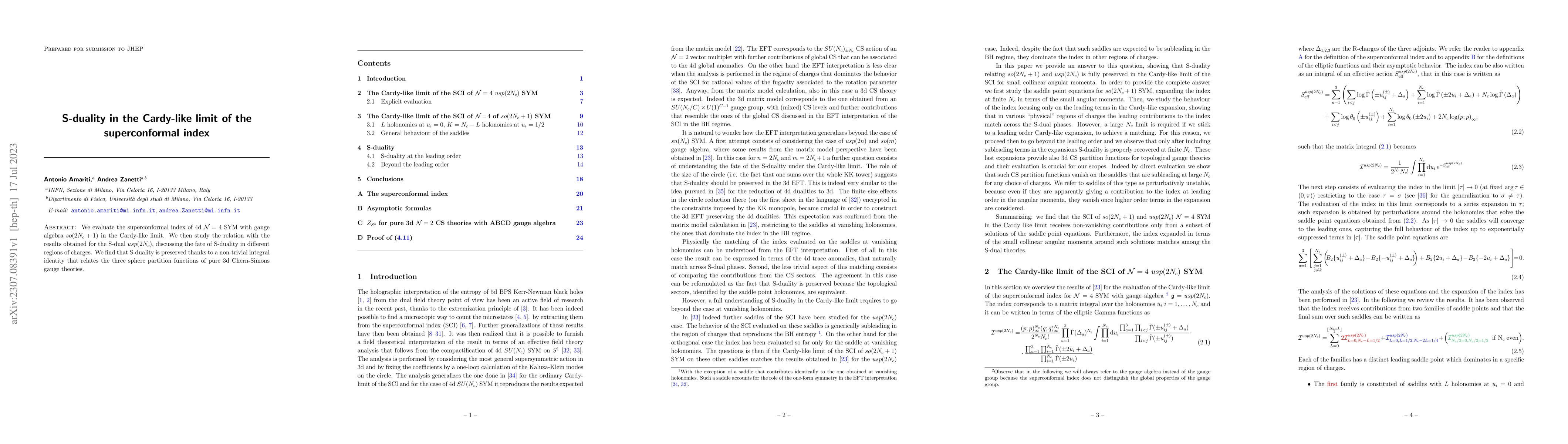 Thumbnail for S-duality in the Cardy-like limit of the superconformal index