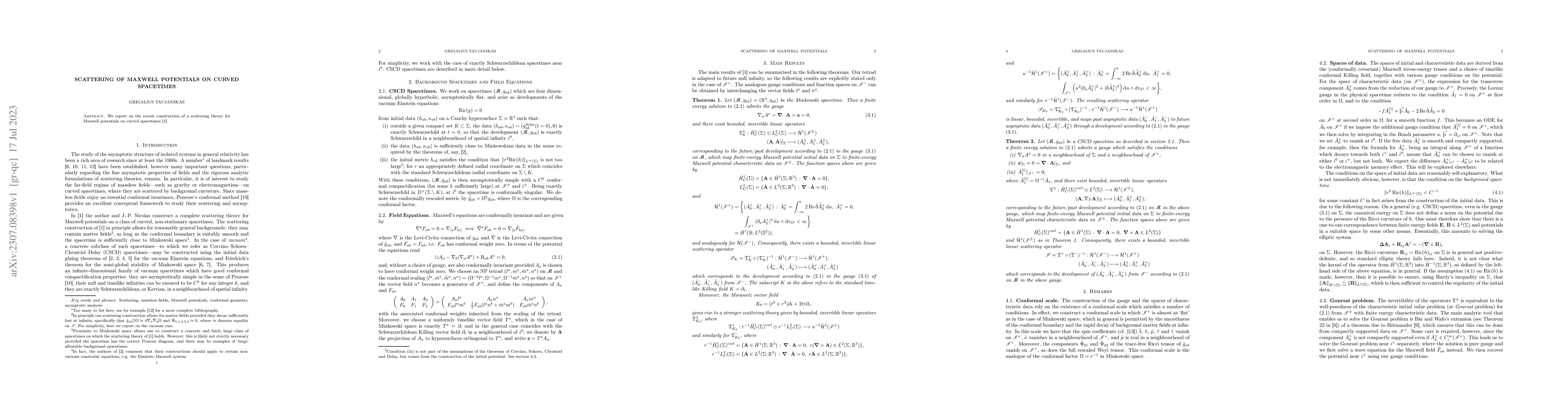 Thumbnail for Scattering of Maxwell potentials on curved spacetimes