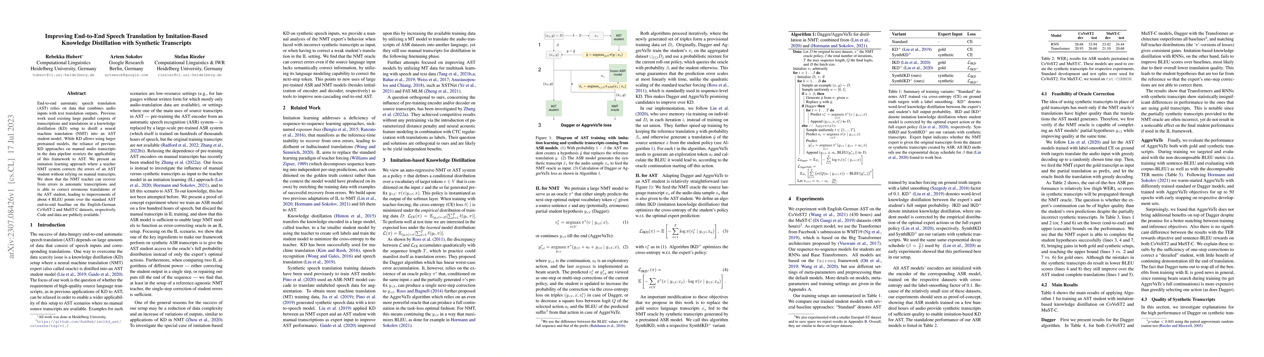 Thumbnail for Improving End-to-End Speech Translation by Imitation-Based Knowledge
  Distillation with Synthetic Transcripts