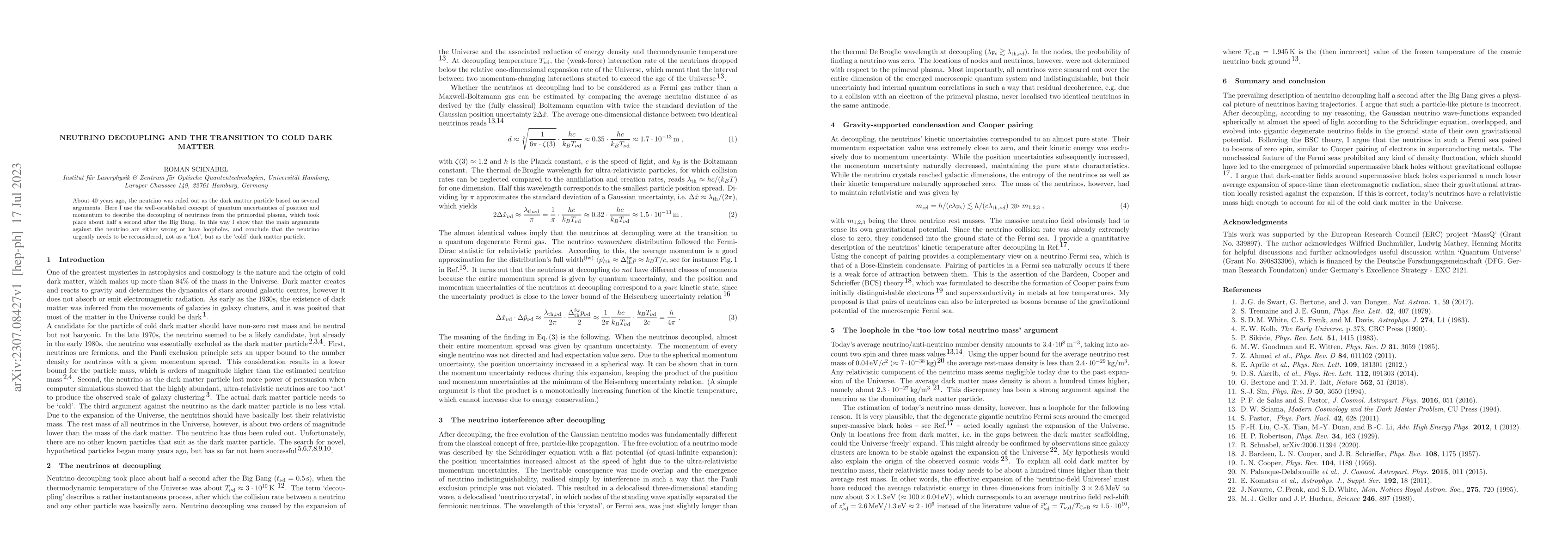 Thumbnail for Neutrino decoupling and the transition to cold dark matter