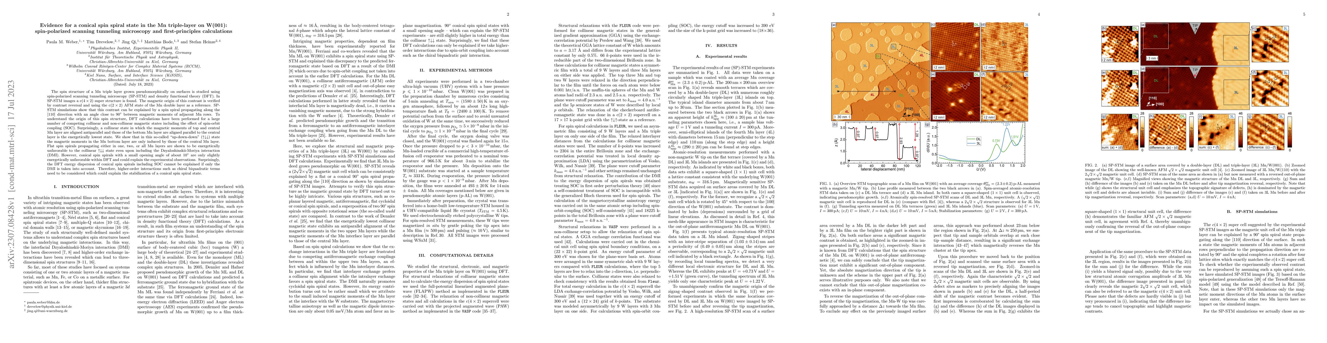 Thumbnail for Evidence for a conical spin spiral state in the Mn triple-layer on
  W(001): spin-polarized scanning tunneling microscopy and first-principles
  calculations