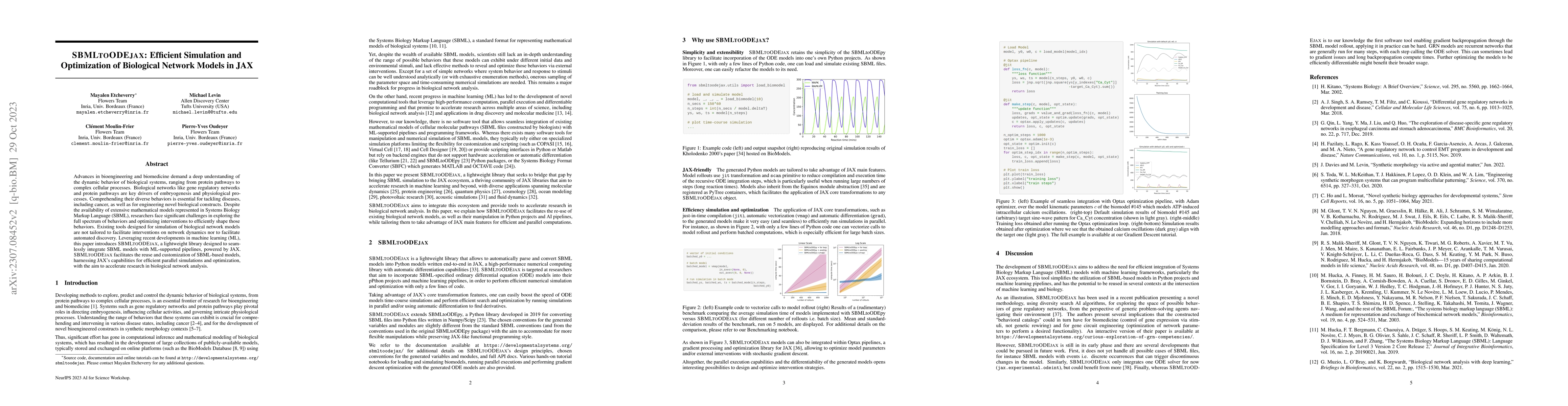 Thumbnail for SBMLtoODEjax: Efficient Simulation and Optimization of Biological
  Network Models in JAX