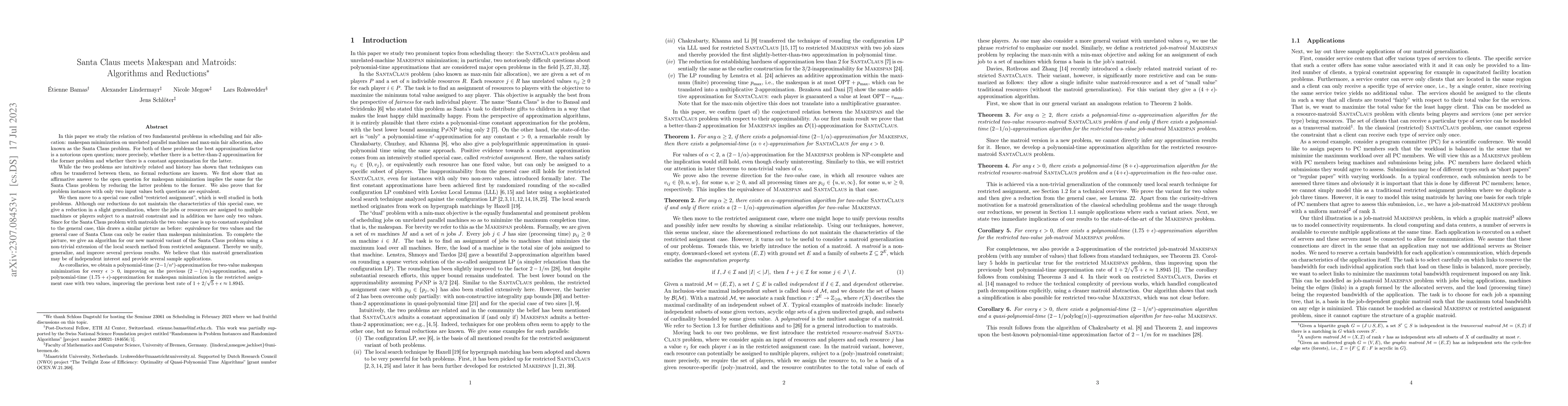 Thumbnail for Santa Claus meets Makespan and Matroids: Algorithms and Reductions