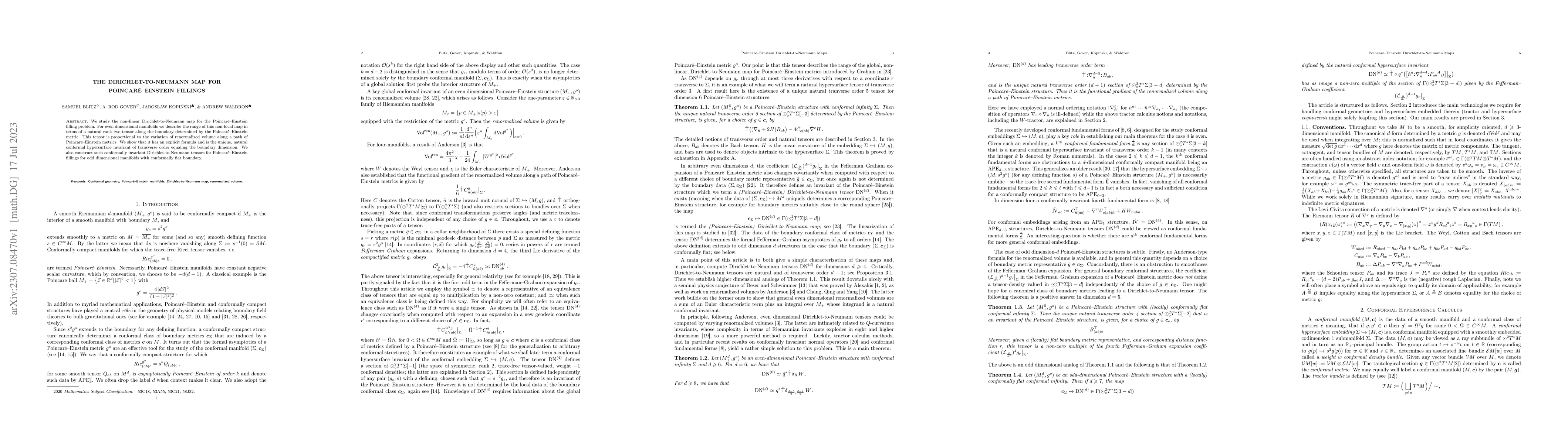 Thumbnail for The Dirichlet-to-Neumann Map for Poincar\'e-Einstein Fillings