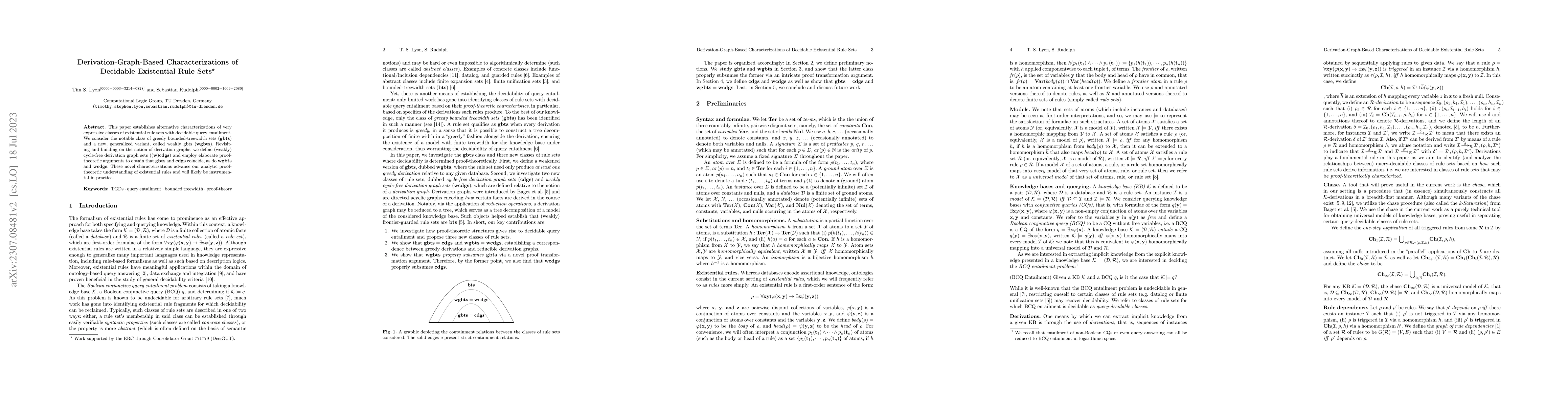 Thumbnail for Derivation-Graph-Based Characterizations of Decidable Existential Rule
  Sets