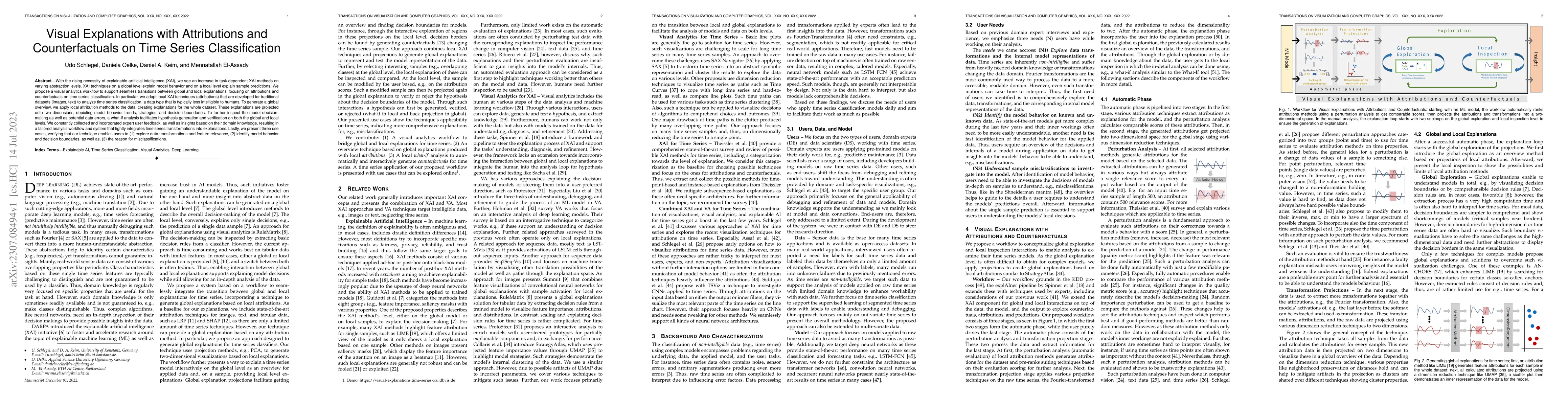 Thumbnail for Visual Explanations with Attributions and Counterfactuals on Time Series
  Classification
