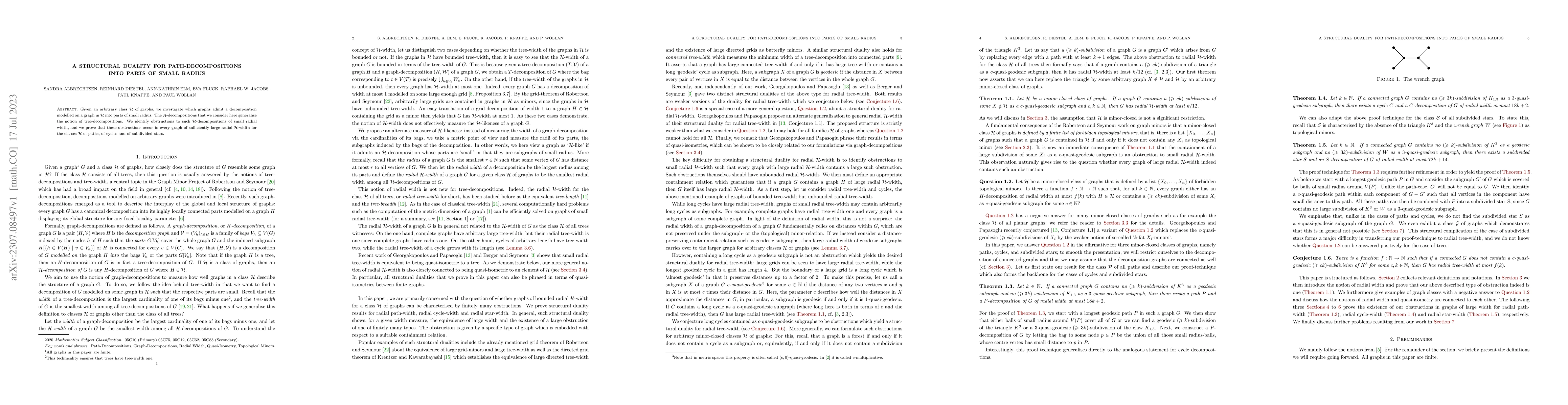 Thumbnail for A structural duality for path-decompositions into parts of small radius