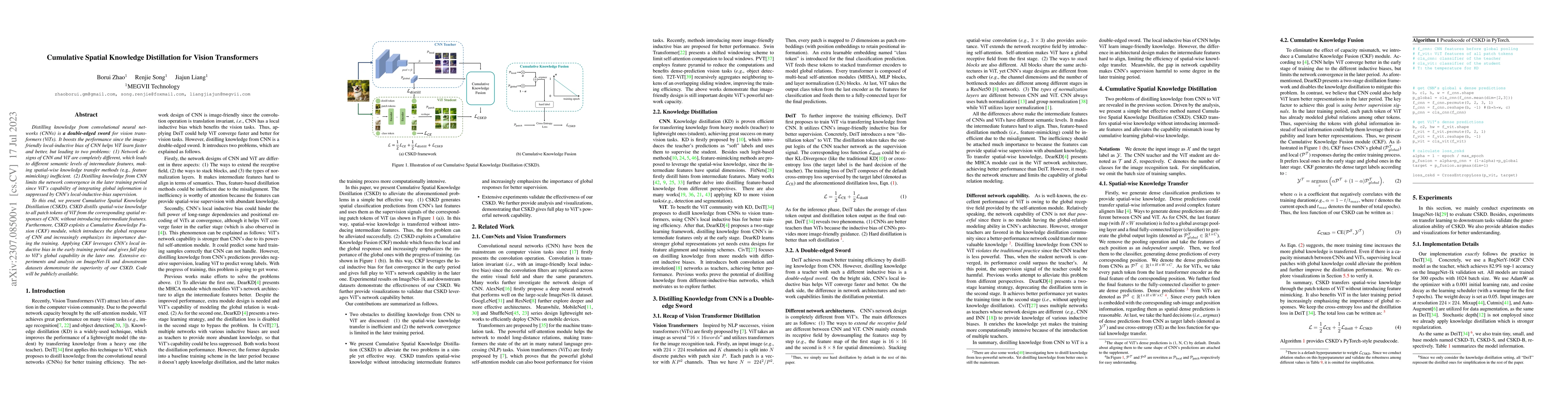 Thumbnail for Cumulative Spatial Knowledge Distillation for Vision Transformers